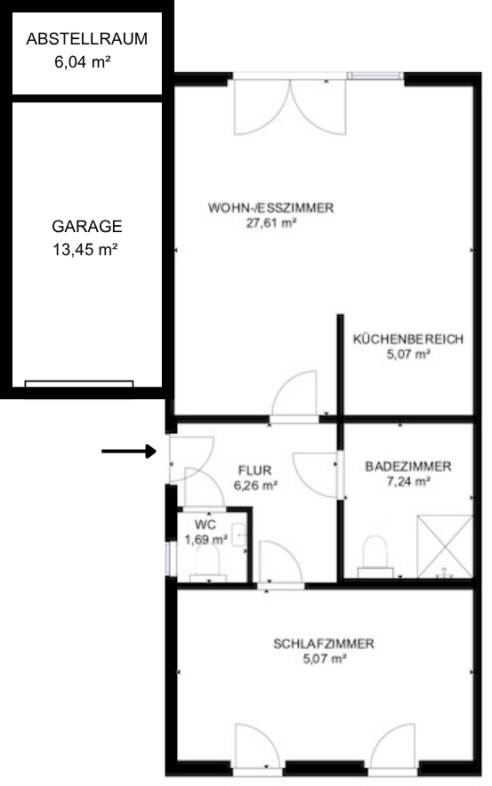 18374 Grundriss - linke Haush�lfte Bungalow Hellenthal