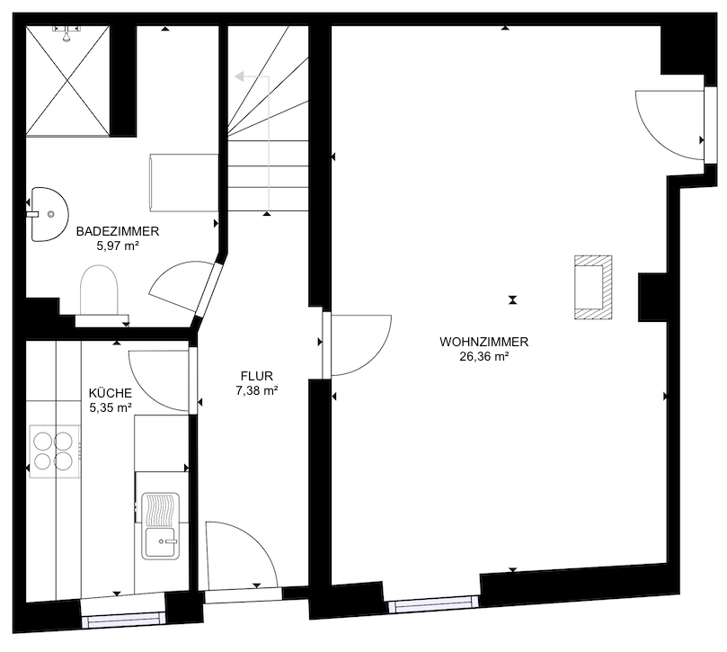18401 Grundriss Hausnr. 19 - Erdgeschoss Haus Rockeskyll