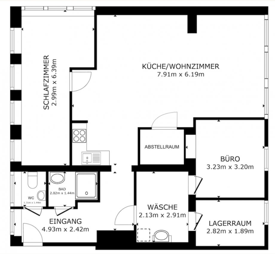 18340 Grundriss Erdgeschosswohnung Hohenfels-Essingen